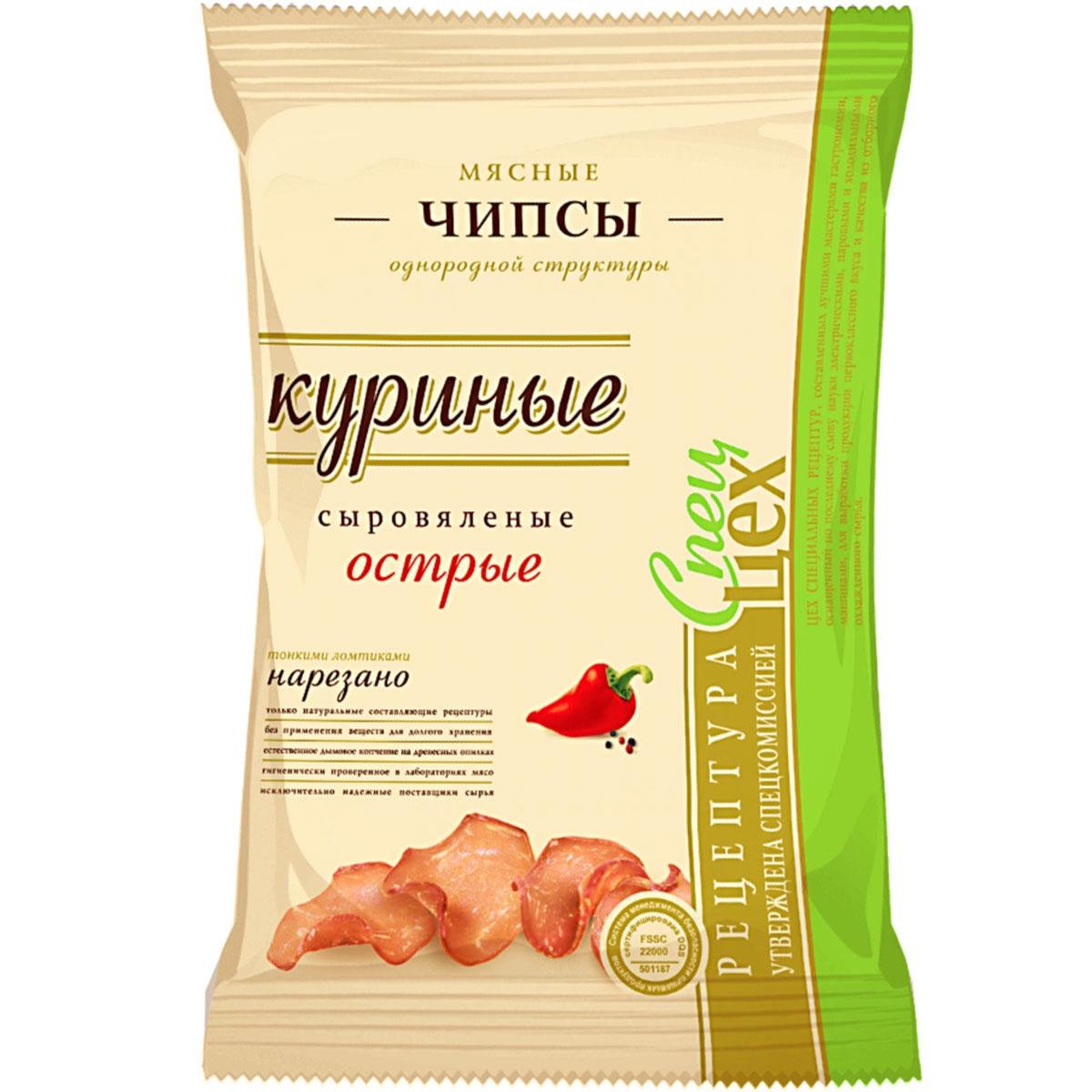 Чипсы Егорьевская КГФ куриные мясные острые сыровяленые 25 гр., флоу-пак