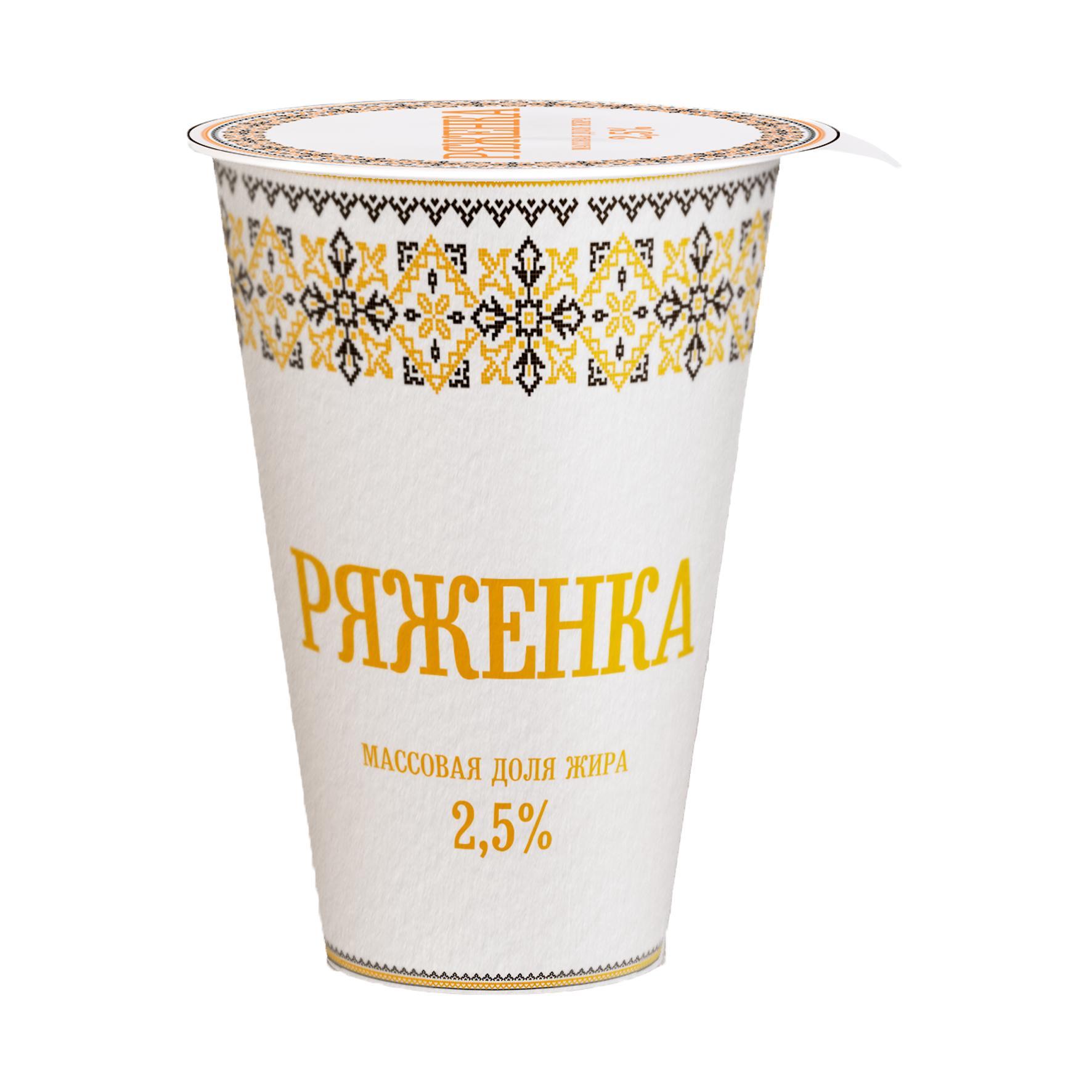 Ряженка 2,5% Славянские кружева,  Молодел, 175 гр., ПЭТ стакан