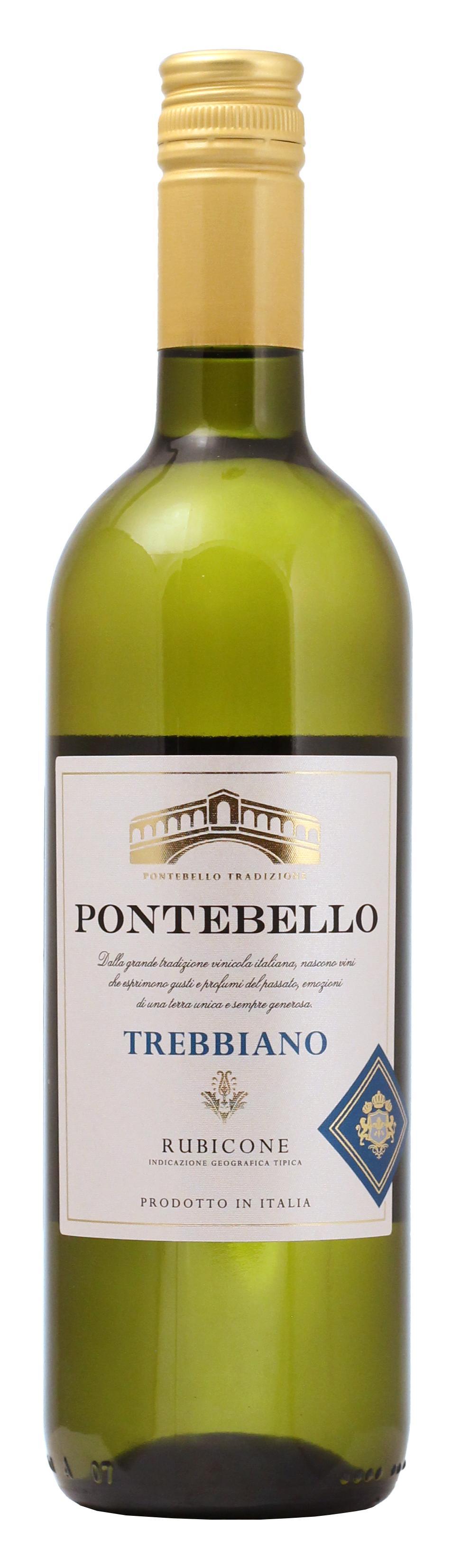 Вино Понтебелло Треббьяно Рубиконе белое сухое  Италия 750 мл., стекло