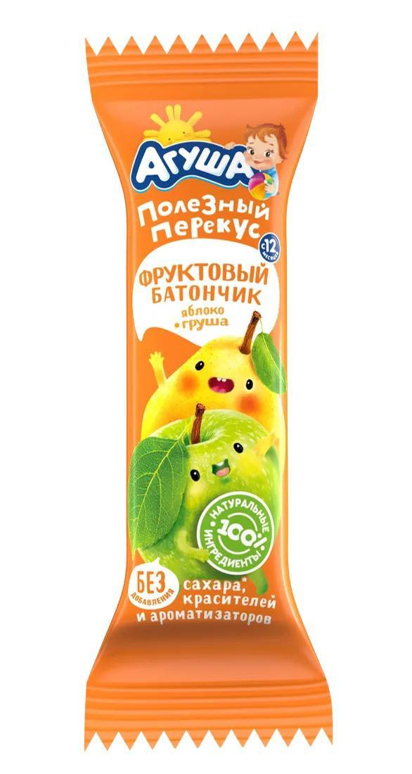 Батончик фруктовый Агуша Полезный перекус Яблоко-груша 15 гр., флоу-пак