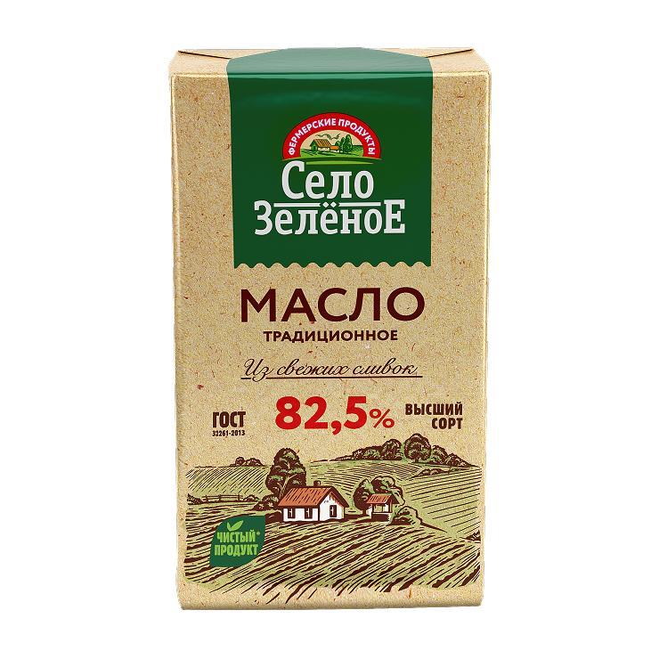 Масло сливочное Село Зеленое 82,5% 175 гр., обертка