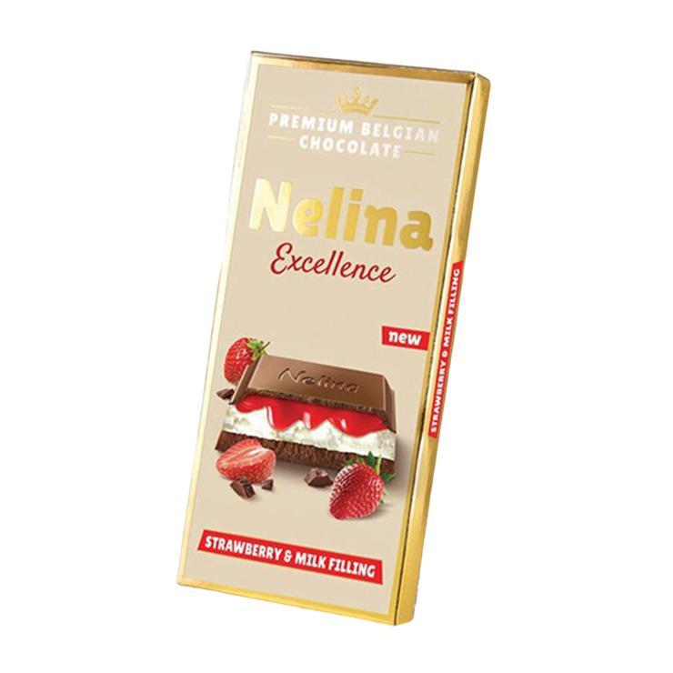 Шоколад Nelly Nelina Excellence молочный молочно-клубничная начинка 85 гр., картон