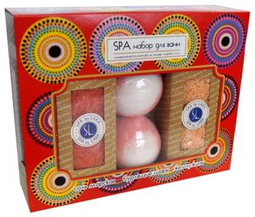 Набор соль для ванн, жемчужины для ванн, бурлящий шар для ванн 2 шт., Spa by Lara Роза, 780 гр., подарочная упаковка