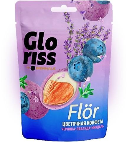 Конфета Gloriss by Biennale Flor Миндаль черника лаванда 50 гр., дой-пак