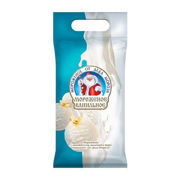 Мороженое пломбир Вологодское Дед Мороз брикет ваниль змж 800 гр., флоу-пак