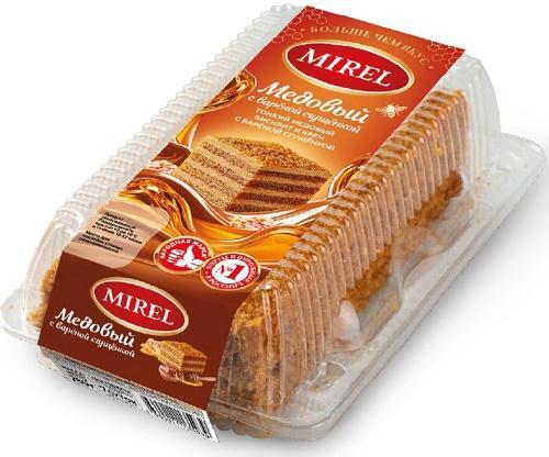 Торт Mirel медовый с варёной сгущёнкой 250 гр., пластиковая упаковка