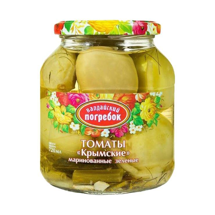 Томаты маринованные Валдайский Погребок крымские зеленые с перцем 720 мл., стекло