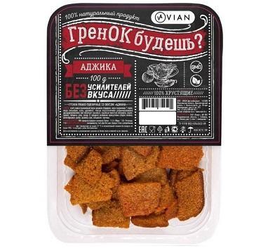 Гренки vian ржано-пшеничные со вкусом аджики, 100 гр., ПЭТ