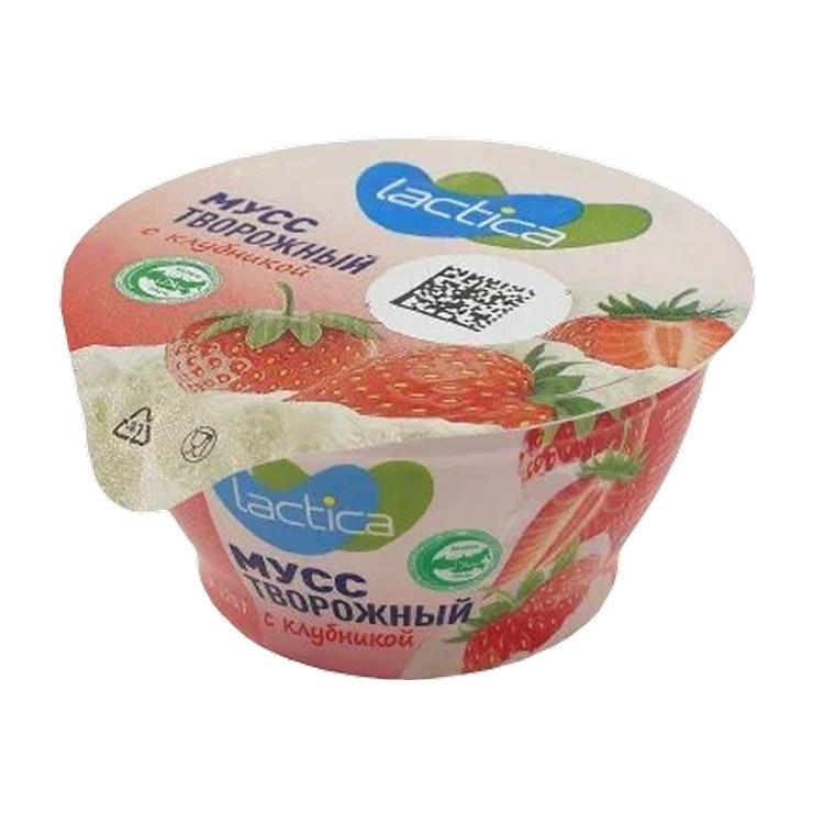 Мусс творожный Lactica клубника 3,2% 125 гр., стакан