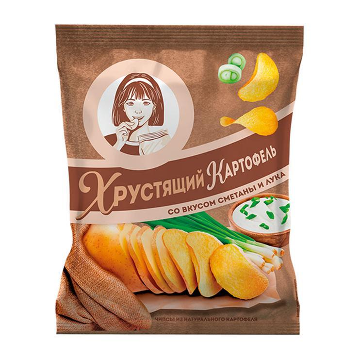 Чипсы Хрустящий картофель со сметаной и луком 160 гр., флоу-пак