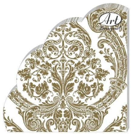 Салфетки бумажные Art Bouquet Rondo Royal Золото на белом d32 см. 3 слоя 12 шт., пленка
