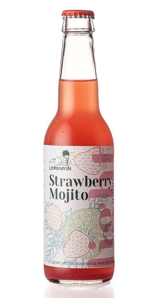 Напиток газированный Lemonardo Strawberry Mojito Light клубничный мохито натуральный со стевией 330 мл., стекло