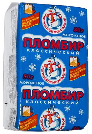 Мороженое пломбир Ногинское мороженое брикет в вафлях 80 гр., обертка