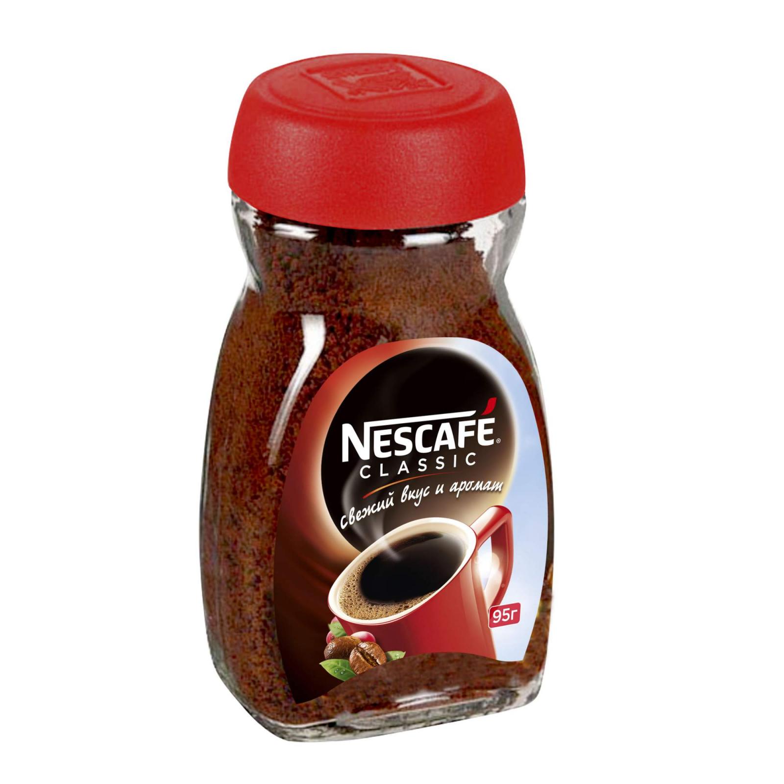 Кофе Nescafe classic натуральный растворимый гранулированный 95 гр., стекло