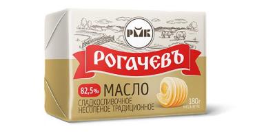 Масло сливочное 82,5% Рогачевъ Традиционное, 180 гр., обертка фольга/бумага