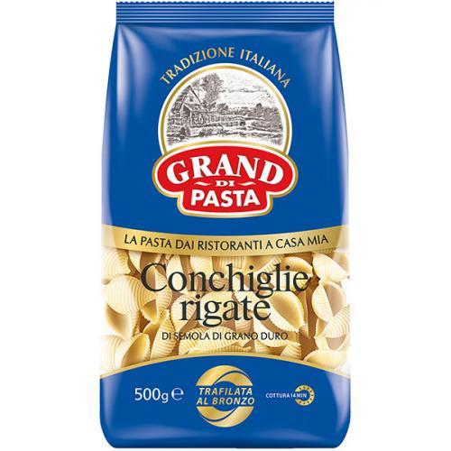 Макаронные изделия Grand di Pasta Conchiglie Rigate ракушки 500 гр., флоу-пак