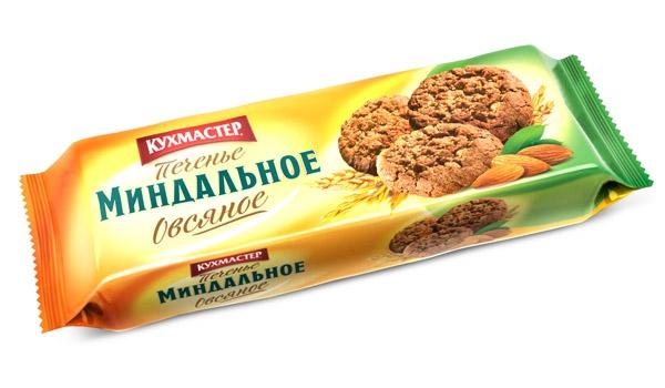 Печенье Овсяное миндальное, Кухмастер, 270 гр., флоу-пак