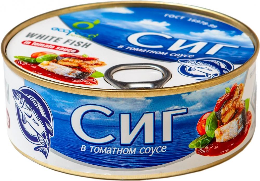 Сиг Ecofood Armenia севанский в томатном соусе, 240 гр., ж/б