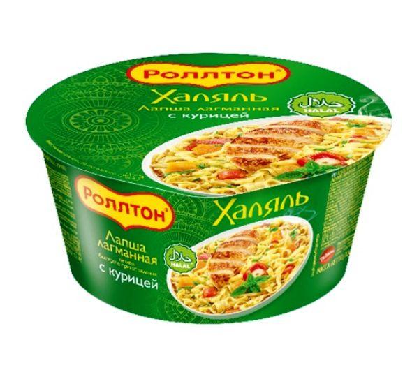 Лапша быстрого приготовления Роллтон халяль лагманная с курицей 90 гр., стакан