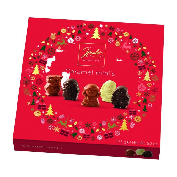 Конфеты Hamlet Winter ассорти рождественских шоколадных мини-фигурок с карамельной начинкой 175 гр., картон