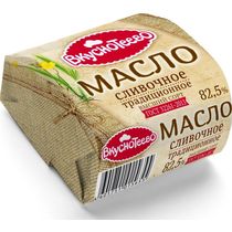 Масло сливочное Вкуснотеево традиционное 82,5%, 200 гр., обертка фольга/бумага