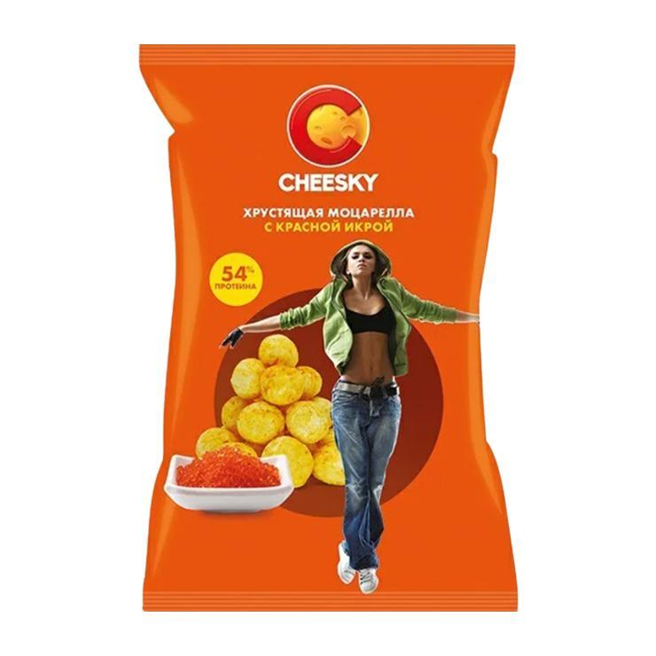 Сыр хрустящий Cheesky моцарелла красная икра 20 гр., флоу-пак