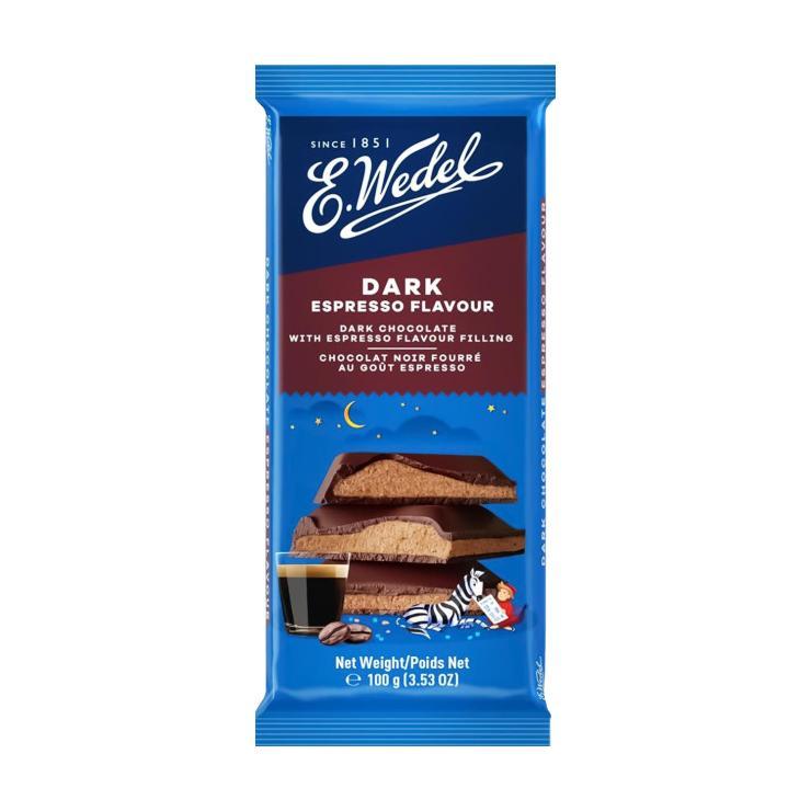 Шоколад E. Wedel темный с начинкой со вкусом эспрессо 100 гр., флоу-пак