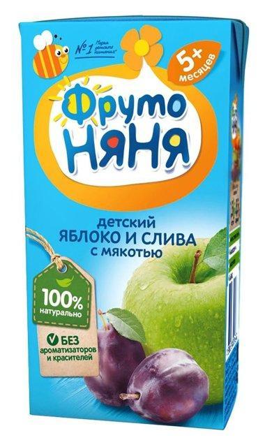 Нектар Фруто Няня яблочно-сливовый с мякотью 200 мл., тетра-пак