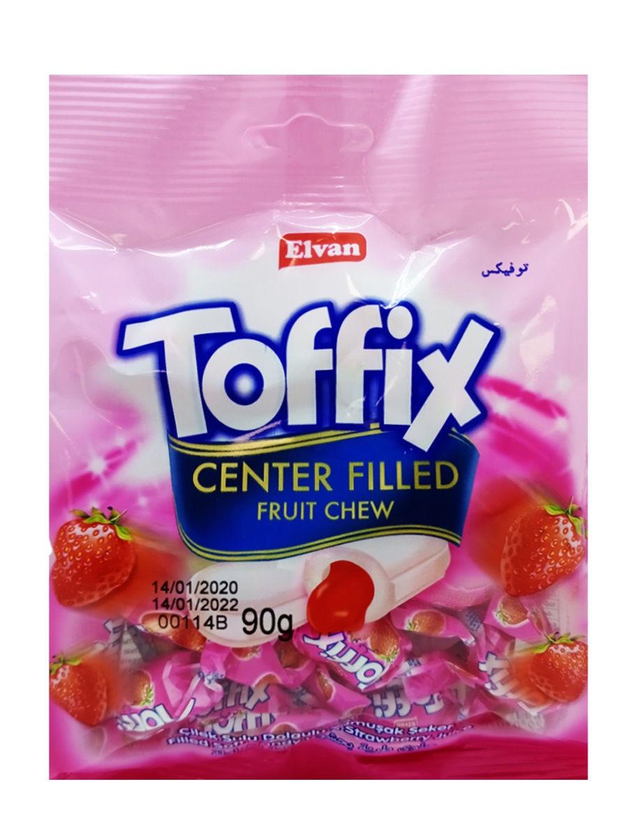 Конфеты жевательные Toffix мягкие с клубникой 90 гр., флоу-пак