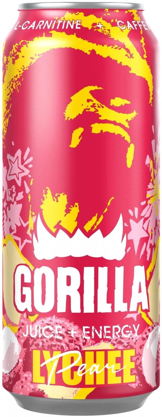 Напиток энергетический Gorilla личи груша, 450 мл., ж/б