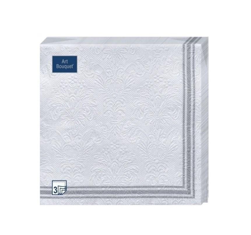 Салфетки бумажные Art Bouquet барокко серебряная рамка 33х33 см. 3-слойные 16 шт., целлофан