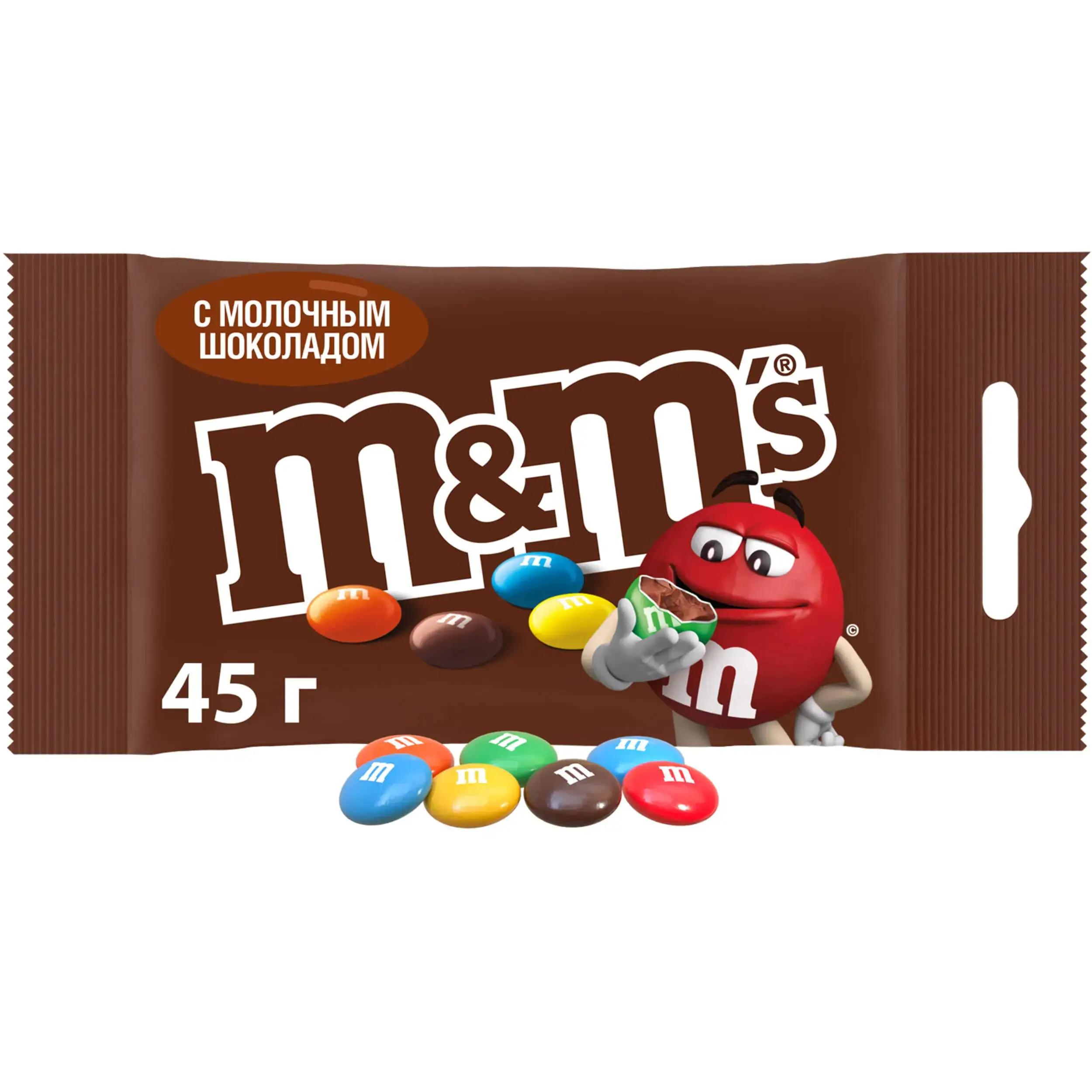 Драже M&M's с молочным шоколадом 45 гр., флоу-пак
