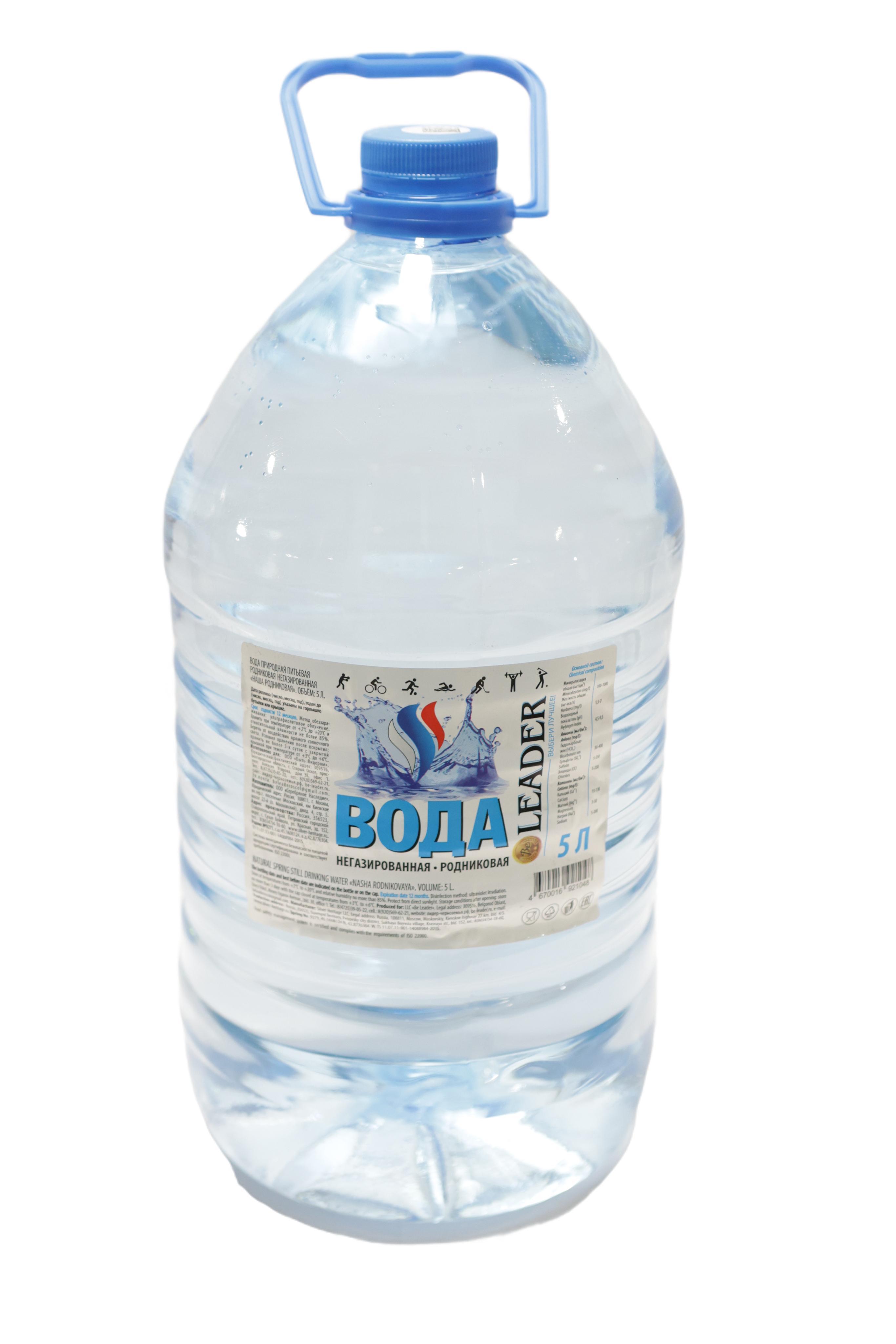 Вода LEADER негазированная  5 л., ПЭТ