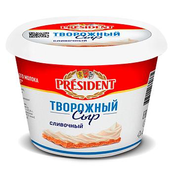 Сыр творожный President сливочный 56% 140 гр., пластик