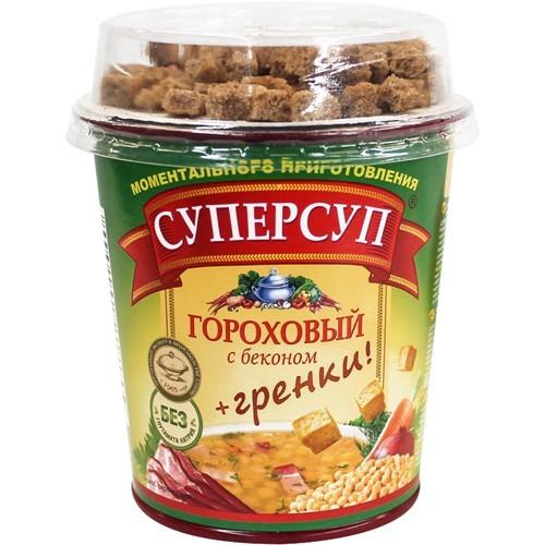 Суп Суперсуп гороховый с беконом и гренками, 45 гр, ПЭТ