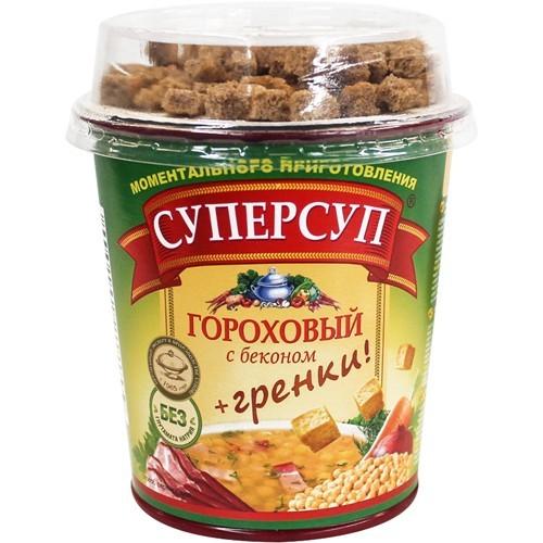 Суп Суперсуп гороховый с беконом и гренками, 45 гр, ПЭТ