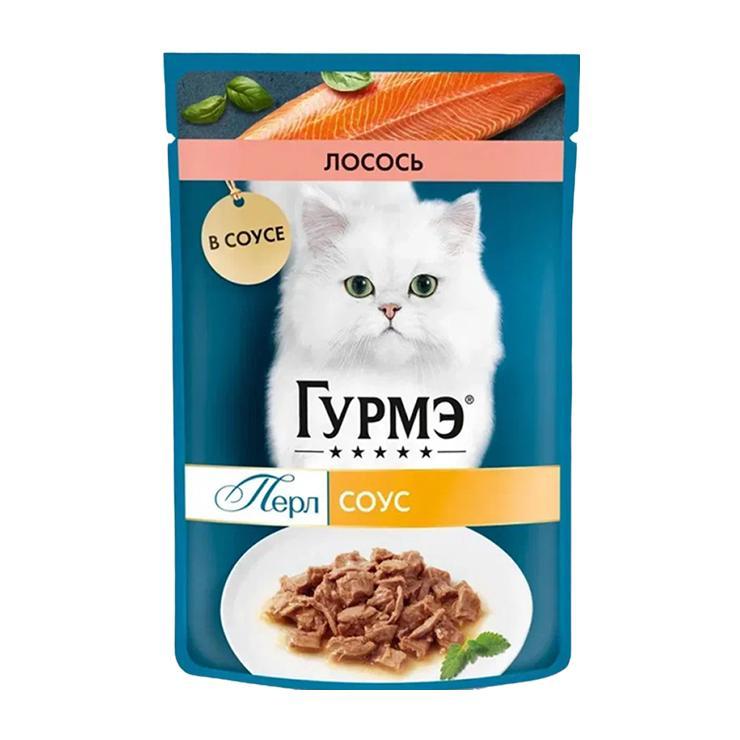 Корм влажный для кошек Гурмэ Перл с лососем в соусе 75 гр., пауч