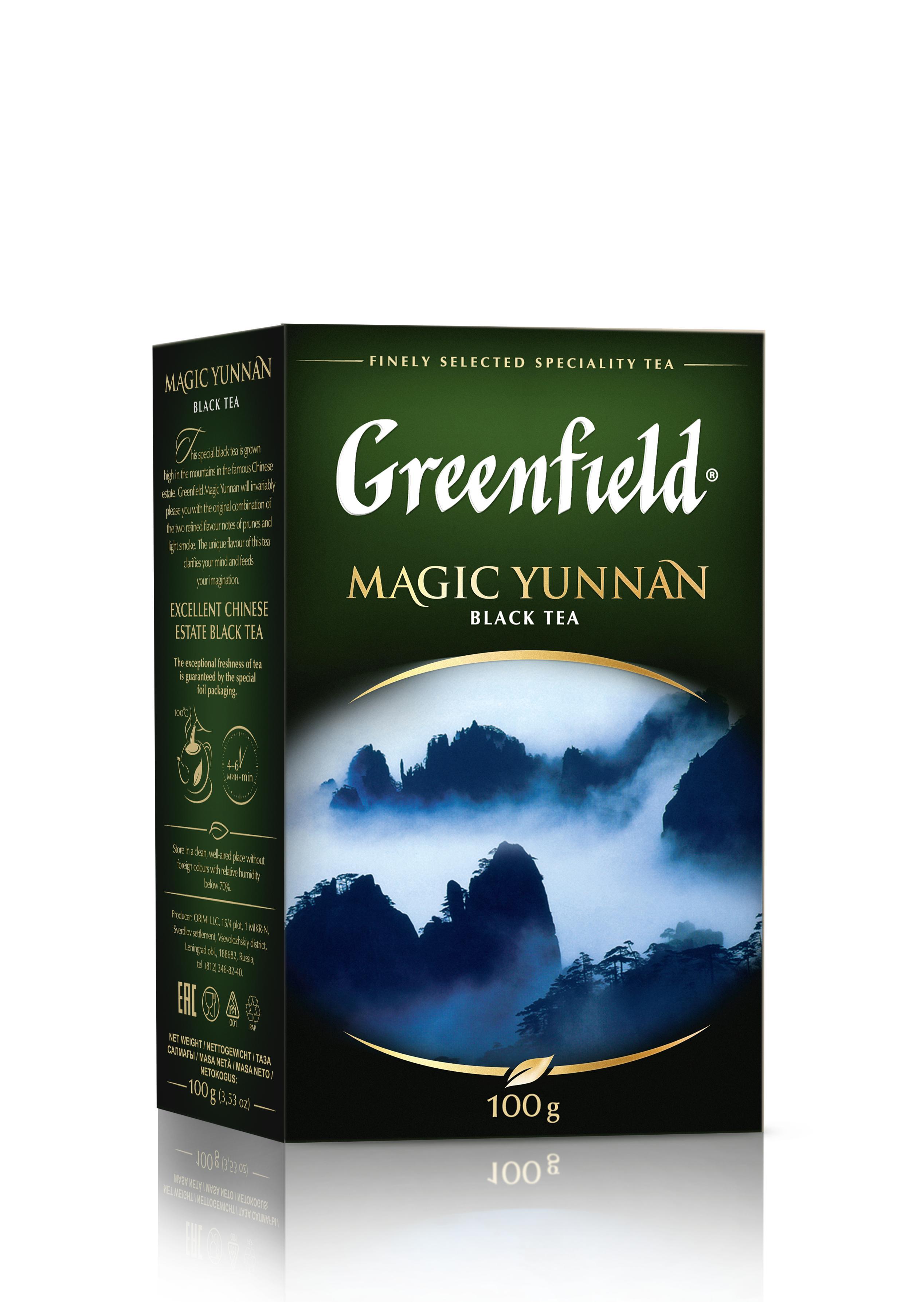 Чай Greenfield Magic Yunnan черный листовой 100 гр., картон