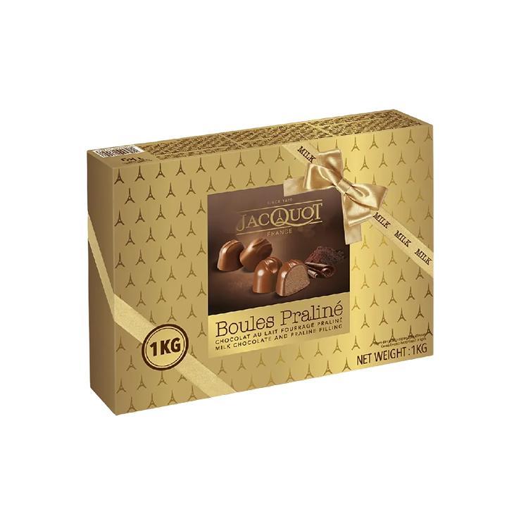 Конфеты JACQUOT boule praline из молочного шоколада с начинками пралине и лесным орехом 1 кг., картон