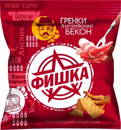 Сухарики Фишка со вкусом английского бекона, 40 гр., флоу-пак