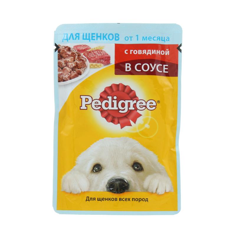 Корм влажный для щенков Pedigree с говядиной в соусе 85 гр., пауч