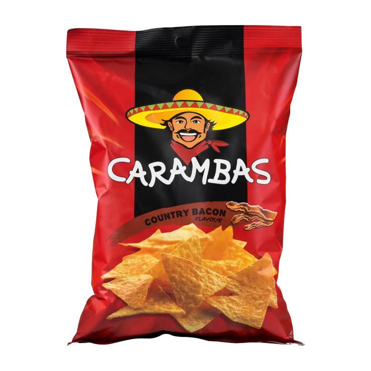 Чипсы Carambas кукурузные со вкусом бекона 150 гр., флоу-пак