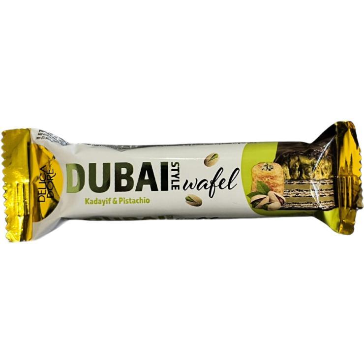 Вафли Delicadore Dubai Style в молочном шоколаде со сливками и фисташково-ореховой начинкой с кадаифом 40 гр., флоу-пак