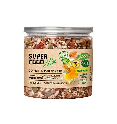 Смесь семян Super food mix с курагой, яблоком и миндалем 270 гр., ПЭТ