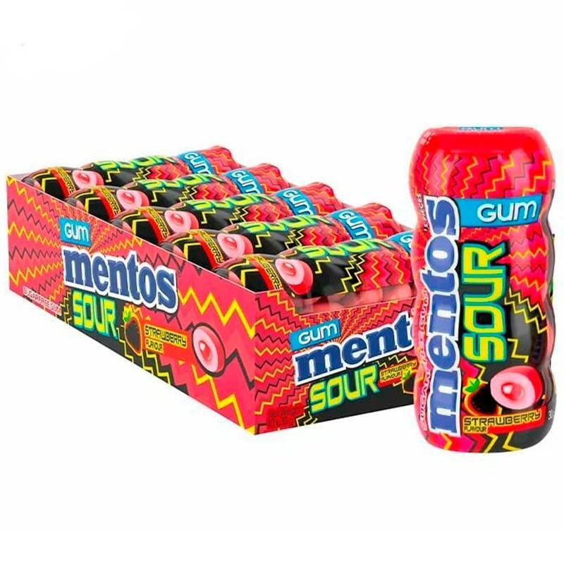 Жевательная резинка Mentos Sour клубника 30 гр., пластик