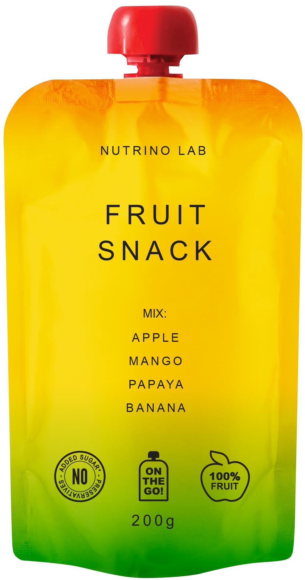 Пюре фруктовое Nutrino Lab fruit snack яблоко манго папайя банан, 200 гр., дой-пак