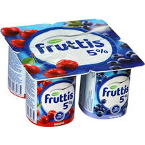 Продукт йогуртный Fruttis пастеризованный Сливочное лакомство 5% Вишня Черника 115 гр., стакан