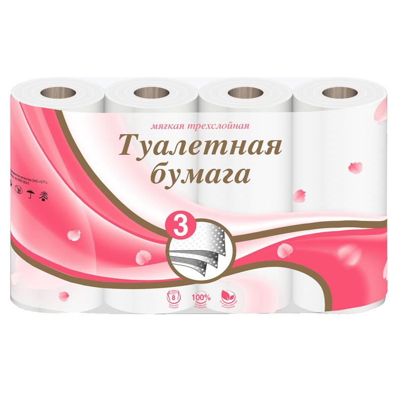 Туалетная бумага Veiro тиснение трехслойная 8шт., флоу-пак