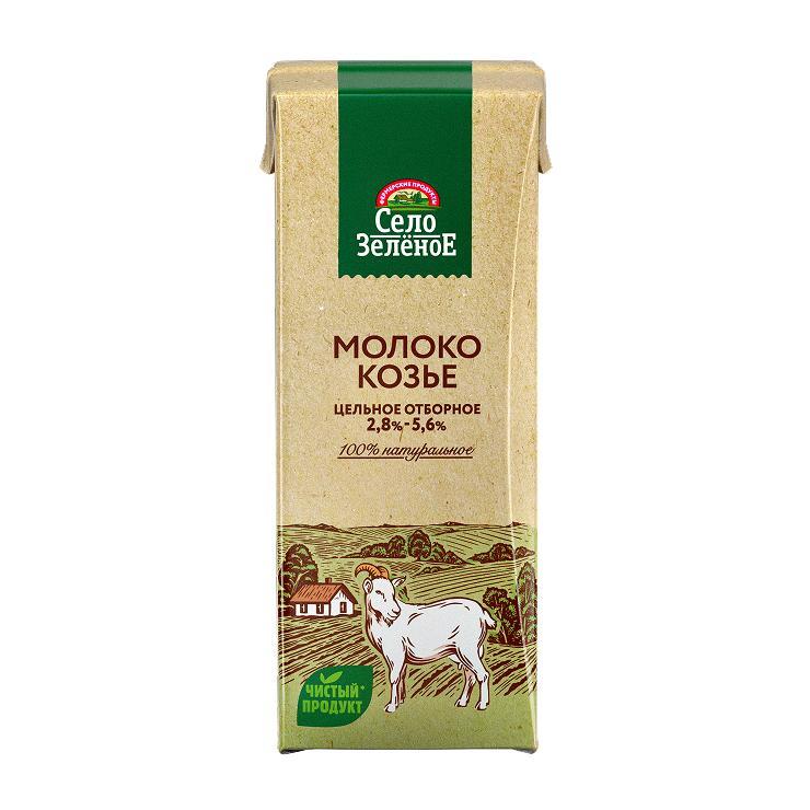 Молоко Село Зелёное козье отборное ультрапастеризованное 2,8%-5,6% 200 мл., тетра-пак