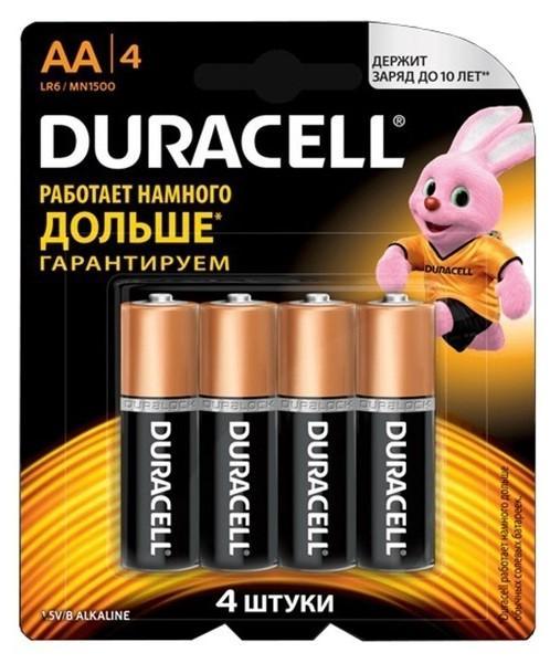 Батарейки Duracell AA пальчиковые 4 шт., блистер